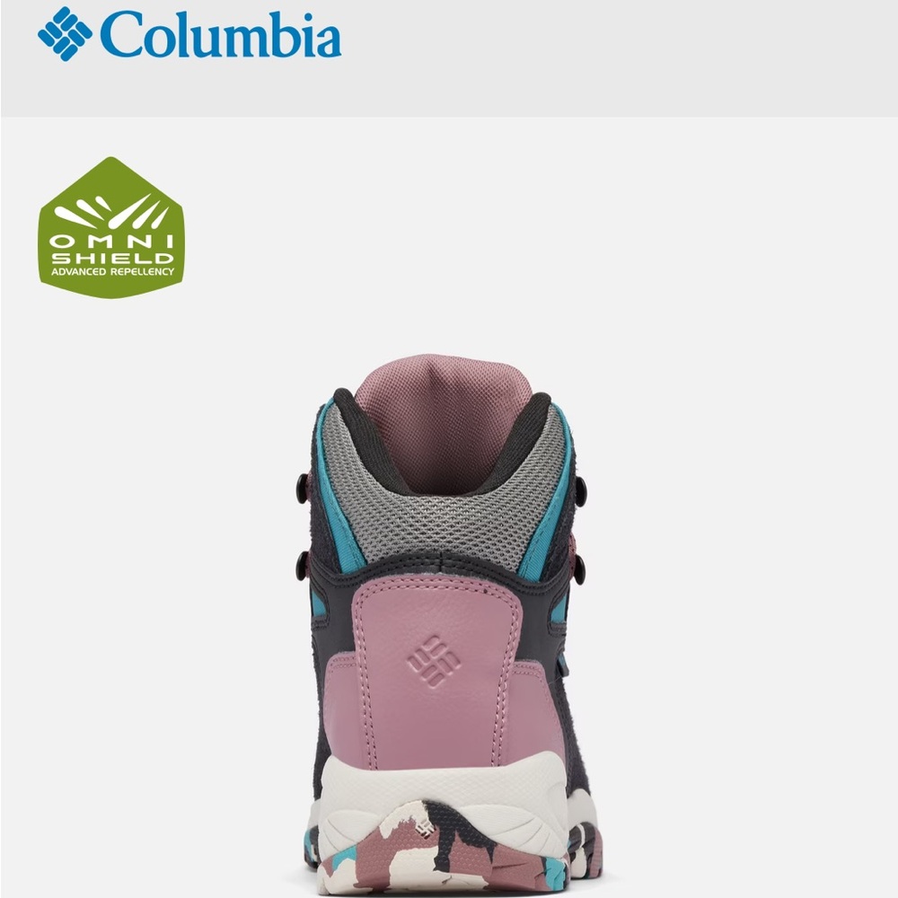 Columbia Women's Lace-Up Hiking Boot in dark charcoal with Pink & Teal Accents - Picture 2 of 12